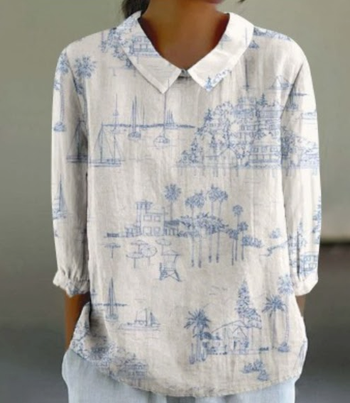 Seaside Sketch Linen Shirt