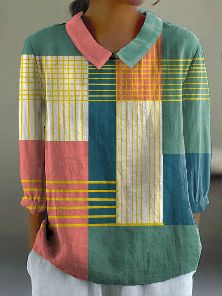 Linen Abstract Striped Shirt